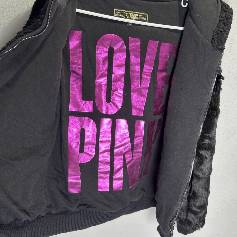 VICTORIA'S SECRET LOVE PINK Limited Edition size small Faux Fur Hooded Jacket